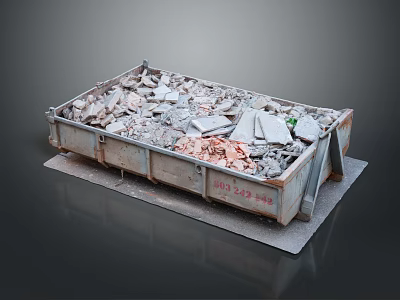 Metal Dumpster Filled With Construction Debris Rubble And Bricks Number NO 232486 3d model