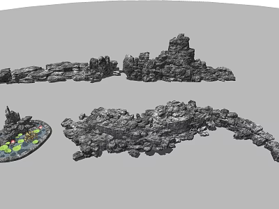 Beautiful Garden Ornaments Featuring Rockery Stone Formations And Natural Landscape Decor 3d model