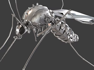 Smart Machine Mechanical Mosquito With Metallic Body And Detailed Wings Legs Structure 3d model