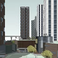Modern Urban High Rise Buildings With Low Rise Structures And Coastal Greenery