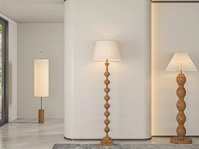 Modern Floor Lamps With Unique Designs In Interior Space 3d model