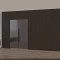 Modern Kitchen Interior With Built In Stainless Steel Refrigerator And Dark Wooden Cabinets