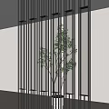 Modern Interior Glass Room Divider With Metal Frame And Green Climbing Vines