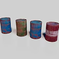 Colorful Rustic Oil Barrels With Blue Green Red And Distressed Surfaces