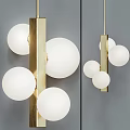 Modern Contemporary Chandelier with Golden Metal Frame And White Spherical Globes