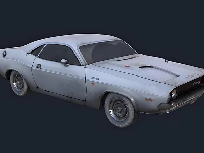 Vintage White Two Door Muscle Car With Classic Design And Sleek Body 3d model