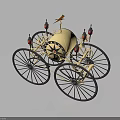 Vintage Horse Carriage Featuring Decorative Bird Ornament Red Lanterns And Wheels