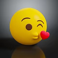 Cute Yellow Winking Emoji Decorative Ornament Set with Red Heart Accent