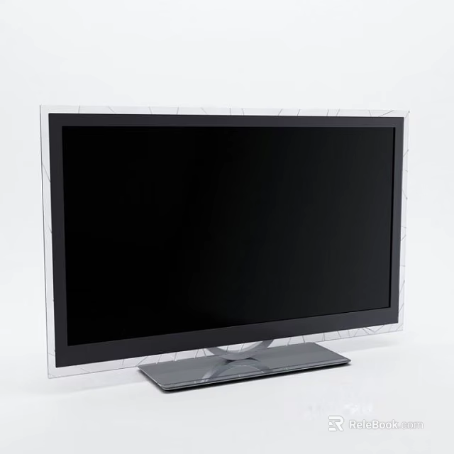 Sleek Modern Computer Monitor With Black Screen White Frame And Gray Stand 3d model 