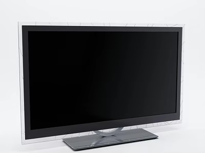Sleek Modern Computer Monitor With Black Screen White Frame And Gray Stand 3d model