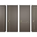 Modern Brown Hinged Doors With Different Panel Designs And Metal Handles 3d model