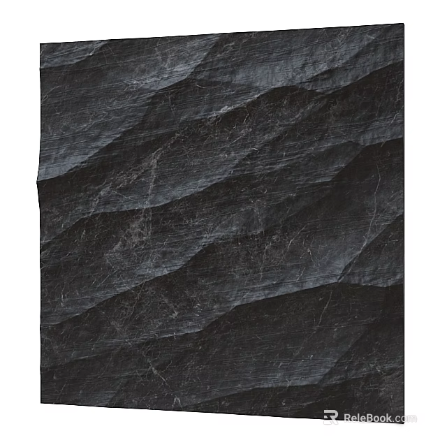 Black Wall With Natural Rock Texture And Rough Dark Stone Surface 3d model