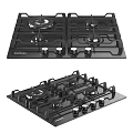 Samsung Four Burner Gas Hob with Black Surface and Control Knobs