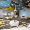Modern Public Office Area Office Hall Front Desk Manager Room 3d model