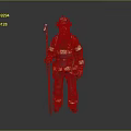 Man in Firefighter Uniform With Helmet Holding Rescue Tool in Standing Pose