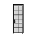 Sleek Modern Glass Grid Door With Black Frame And Handle Design