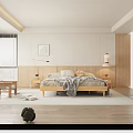 Natural Wooden Bedside Table With Books And Bowl Next To Cozy Bedroom Setup