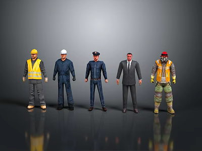 Game and Movie Characters Various Occupational Roles With Different Uniforms And Attire 3D Rendered Models 3d model