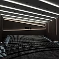 Modern Movie Theater Interior With Rows Of Seats And Ceiling Strip Lighting