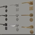 Various Door Handles In Black Silver And Gold Designs Displayed On Wall