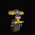Yellow Mechanical Robot Character With Blue Eye And Detailed Gear Structure Design