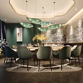 Luxury New Chinese Style Restaurant Private Dining Room With Round Table And Exquisite Decorations