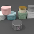 Colorful Decorative Boxes with Round Square Shapes Striped Leaf Patterns Stacked
