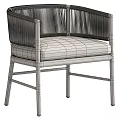 Modern Leisure Chair With Light Wooden Frame Woven Backrest And Beige Padded Seat