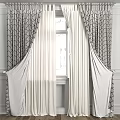 Elegant Double Layer Curtains With Geometric Pattern And Light Sheer For Window Decor 3d model