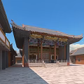 Traditional Chinese Ancient Architecture With Classic Roof Eaves Courtyard And Decorative Details