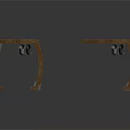 Two Modern Furniture Components With Wooden Curved Frames And Metal Parts