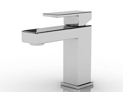 Modern Bathroom Faucet With Single Hole Square Design Chrome Finish Stainless Steel 3d model