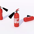 Red Fire Extinguishers In Various Positions For Safety Equipment 3d model