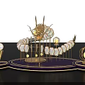Golden Dragon Themed Photo Spot With Circular Lights And Purple Base Decorative Design