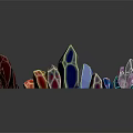 Colorful Crystal Structures In Curved Arrangement With Vibrant Hues And Glossy Reflections