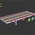 Flatbed Trailer With Wooden Deck Metal Frame Wheels And Reflective Stripes 3d model