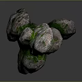 Wood Stone Natural Decorative Piece With Green Moss Covered Rough Surface And Organic Texture