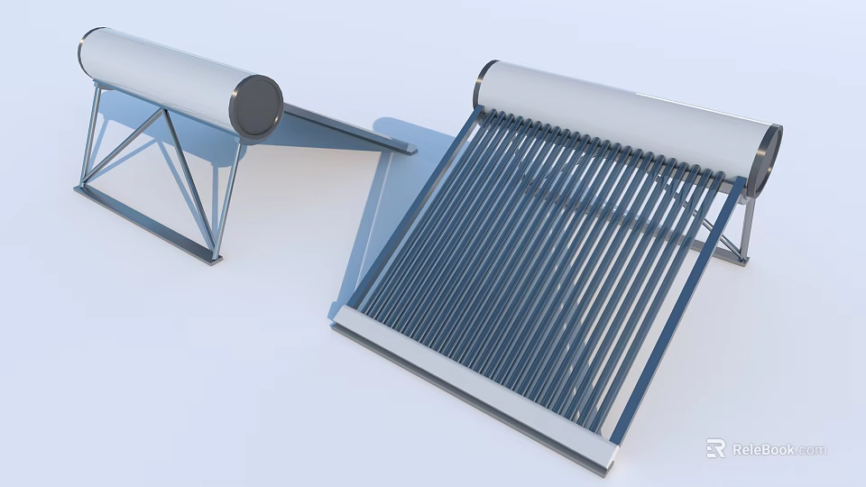Solar Water Heater System With Vacuum Tubes And Metal Bracket Design 3d model 