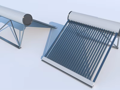 Solar Water Heater System With Vacuum Tubes And Metal Bracket Design 3d model