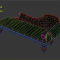 Vintage Chaise Lounge With Green Upholstery And Wooden Carved Frame