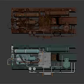 Green And Brown Industrial Machinery Setup With Pipes Control Panels And Metal Frames