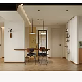 Warm Mid Century Style Living Dining Room With Comfortable Green Sofa And Elegant Wall Decorations
