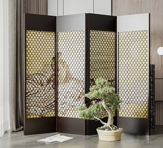 New Chinese Style Screen Partition 3d model