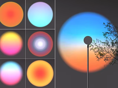 Colorful Gradient Light Effects With Street Lamp Sunset Sky And Tree Branches 3d model
