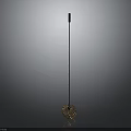 Modern Floor Lamp Furniture with Black Slender Pole and Orange Woven Spherical Base