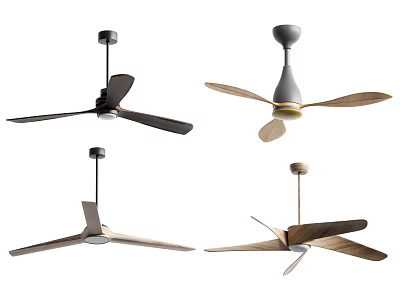 Modern Ceiling Fan Designs With Wooden Blades And Metal Frames For Home Decor 3d model