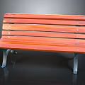 Stylish Red Wooden Bench With Metal Legs And Slat Design