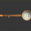 Handmade Wooden Banjo with Carved Neck Tuning Pegs and Round Drum Head