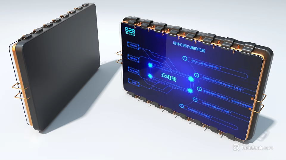 Industrial Equipment Control Panel With Modern Blue Display Screen And Functional Icons 3d model 
