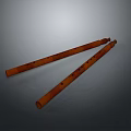 Two Long Traditional Wooden Musical Equipment Instruments With Holes Design